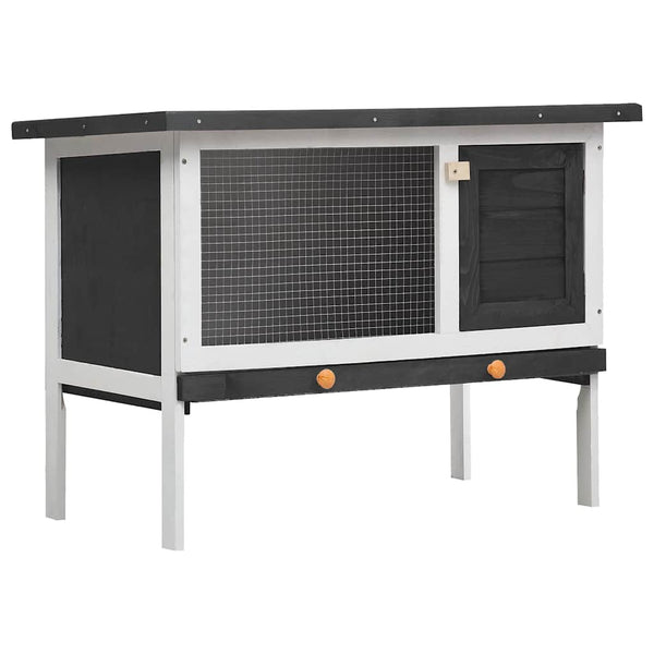 vidaXL Rabbit Hutch 1-Level Grey Wood