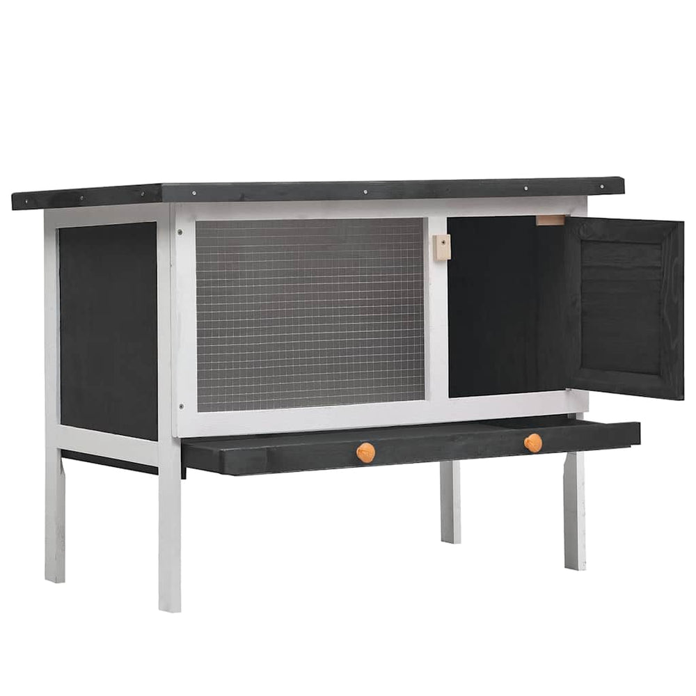vidaXL Rabbit Hutch 1-Level Grey Wood