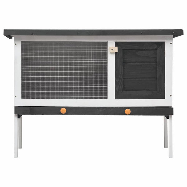 vidaXL Rabbit Hutch 1-Level Grey Wood