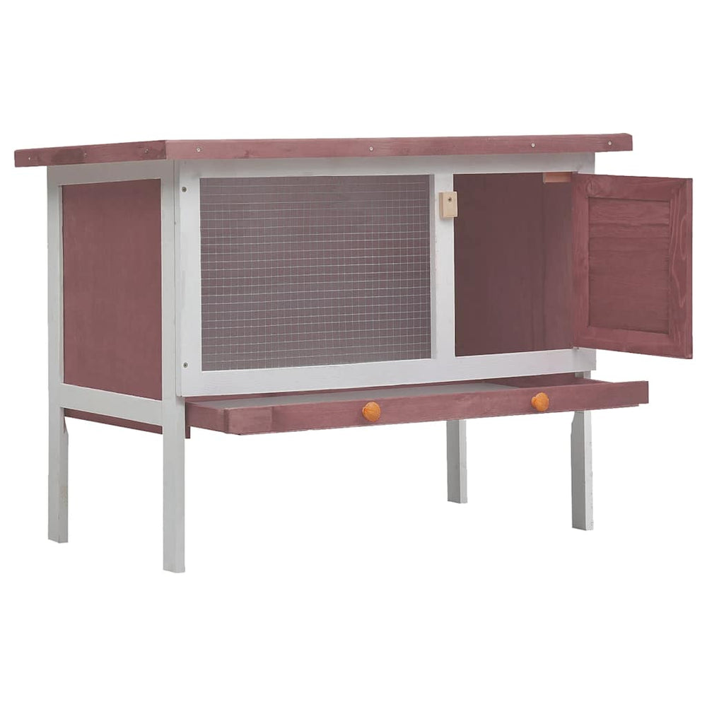 vidaXL Rabbit Hutch 1 Level Brown Wood