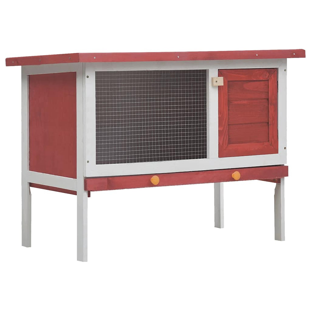 vidaXL Rabbit Hutch 1 Level Red Wood
