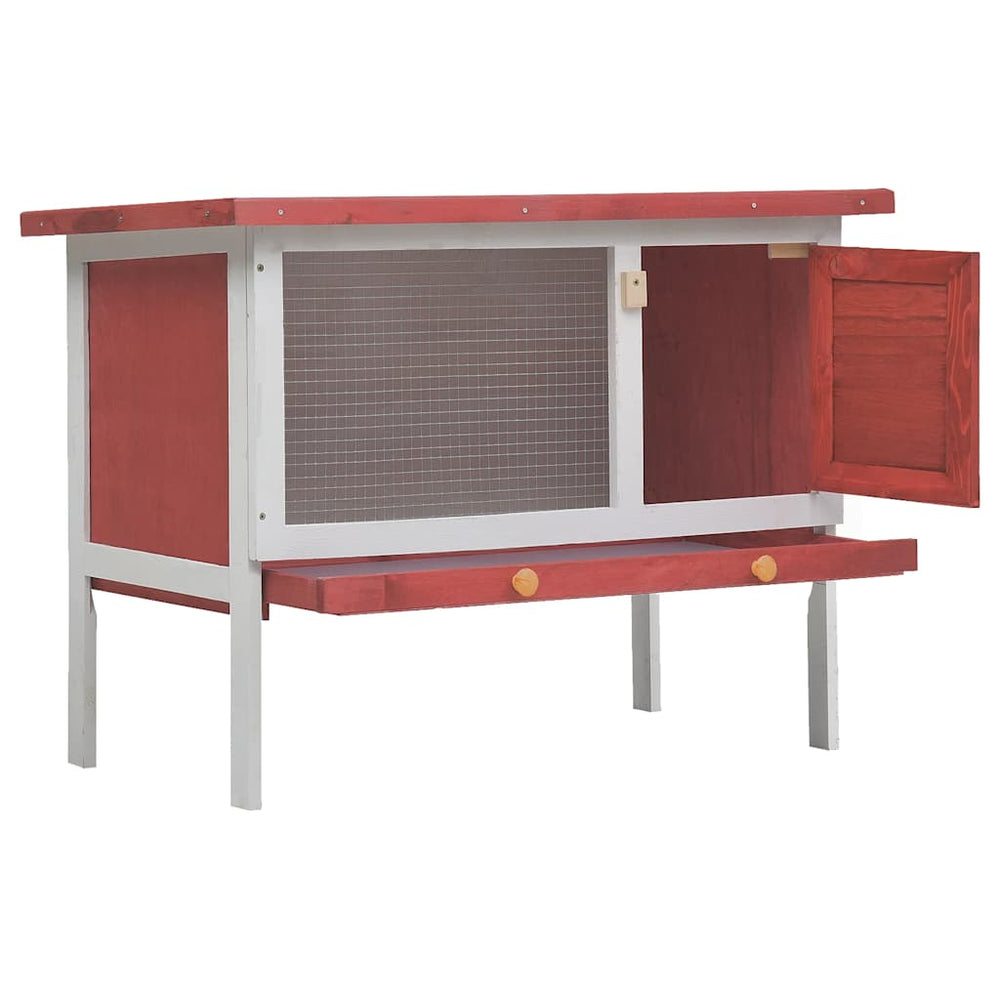 vidaXL Rabbit Hutch 1 Level Red Wood
