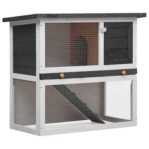 vidaXL Rabbit Hutch 1 Door Grey Wood