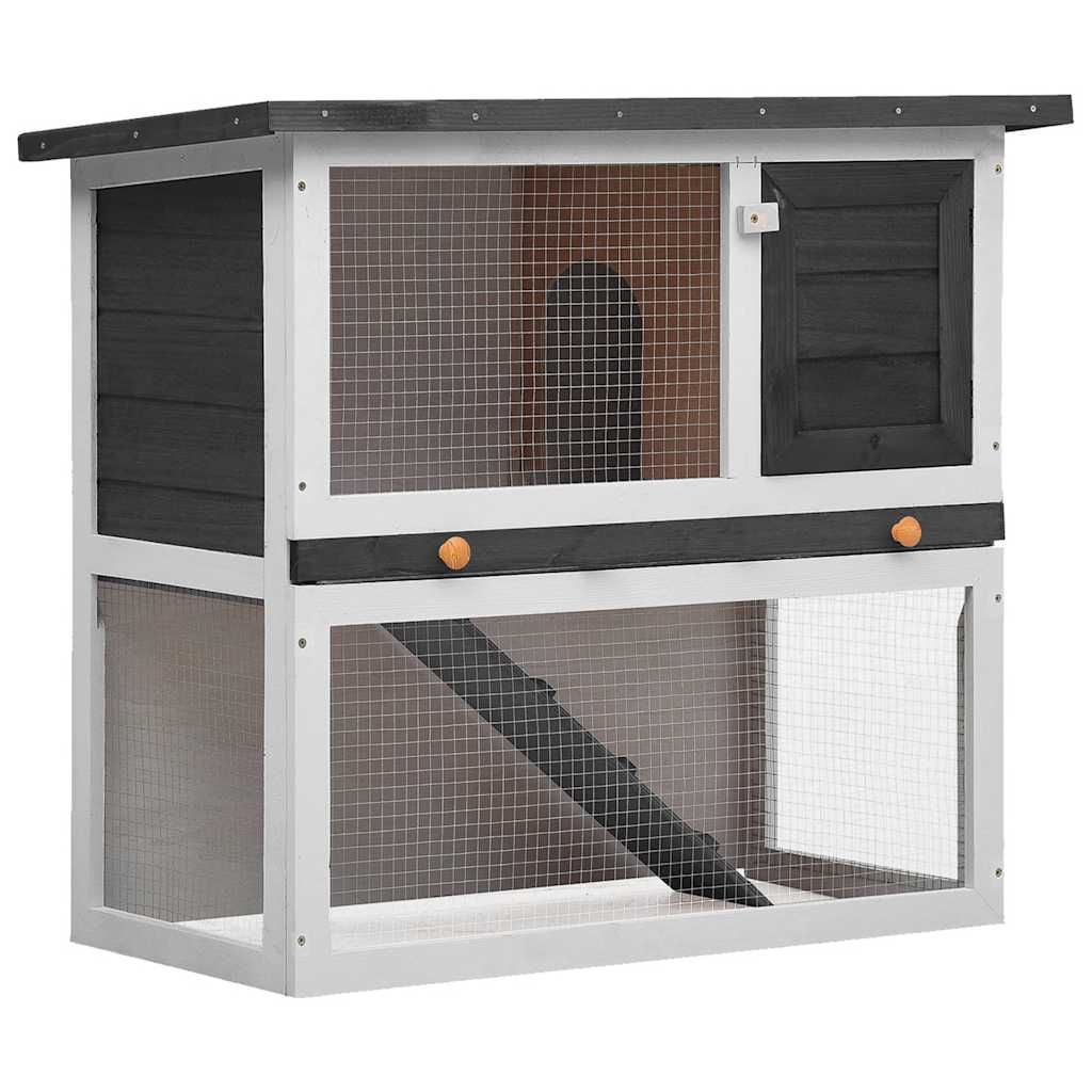 vidaXL Rabbit Hutch 1 Door Grey Wood
