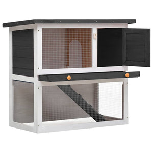 vidaXL Rabbit Hutch 1 Door Grey Wood