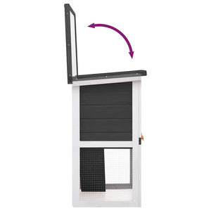 vidaXL Rabbit Hutch 1 Door Grey Wood