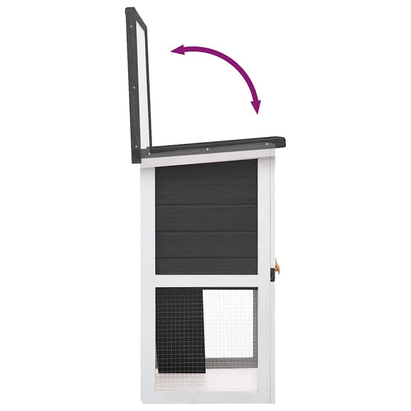 vidaXL Rabbit Hutch 1 Door Grey Wood