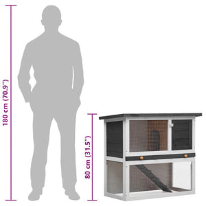 vidaXL Rabbit Hutch 1 Door Grey Wood