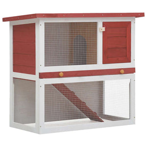 vidaXL Rabbit Hutch 1 Door Red Wood