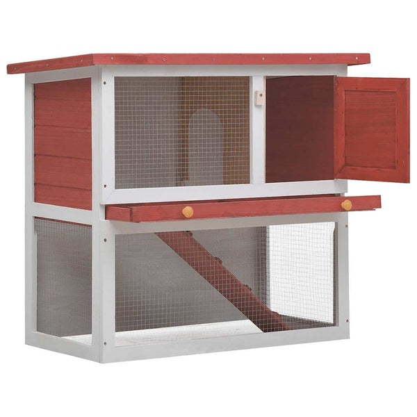 vidaXL Rabbit Hutch 1 Door Red Wood