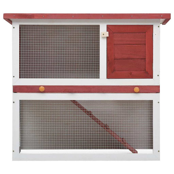 vidaXL Rabbit Hutch 1 Door Red Wood