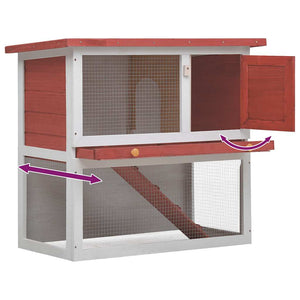 vidaXL Rabbit Hutch 1 Door Red Wood