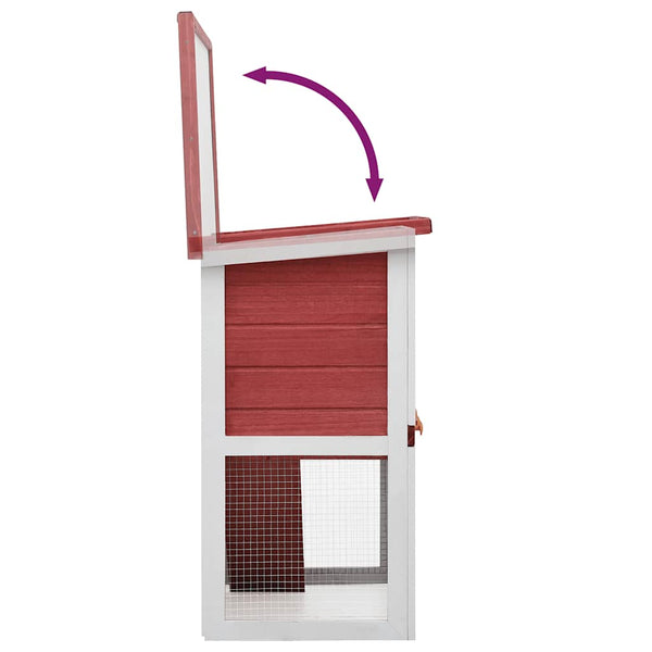 vidaXL Rabbit Hutch 1 Door Red Wood