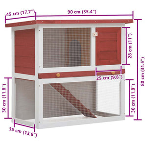 vidaXL Rabbit Hutch 1 Door Red Wood