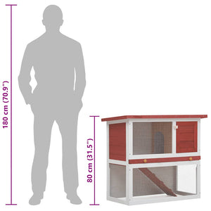 vidaXL Rabbit Hutch 1 Door Red Wood