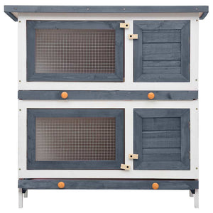 vidaXL Rabbit Hutch 4 Doors Grey Wood