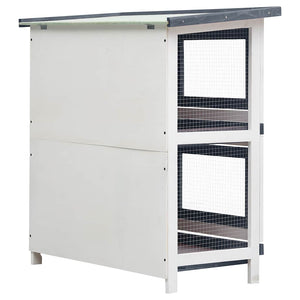 vidaXL Rabbit Hutch 4 Doors Grey Wood