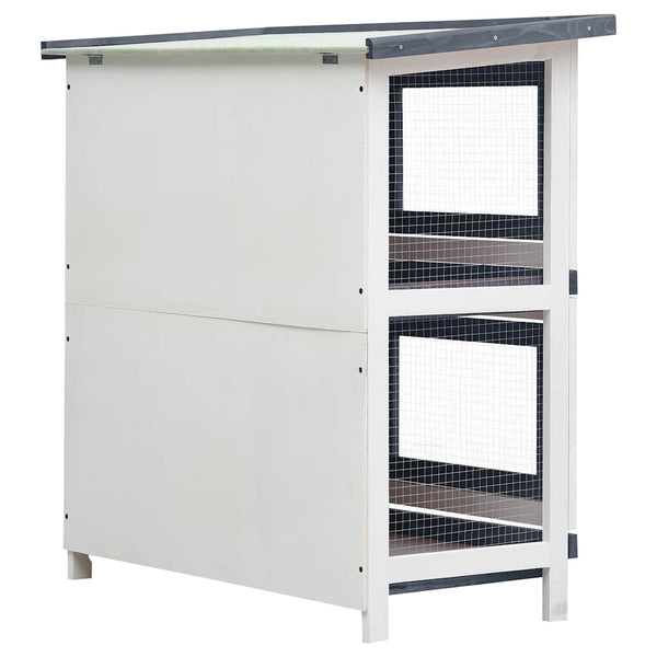 vidaXL Rabbit Hutch 4 Doors Grey Wood