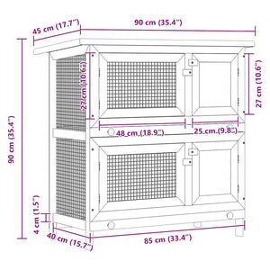 vidaXL Rabbit Hutch 4 Doors Grey Wood