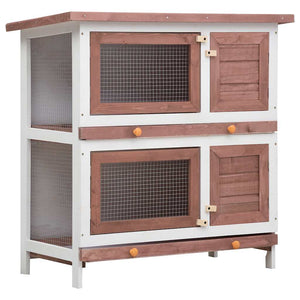 vidaXL Rabbit Hutch 4 Doors Brown Wood