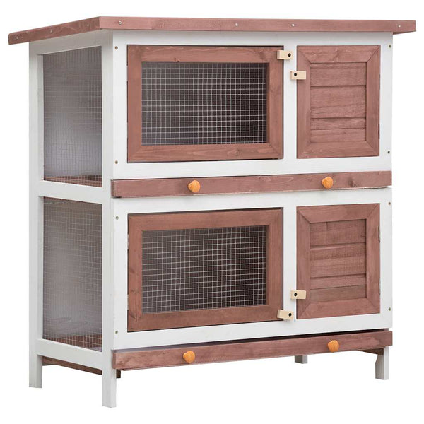 vidaXL Rabbit Hutch 4 Doors Brown Wood