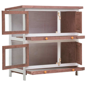 vidaXL Rabbit Hutch 4 Doors Brown Wood