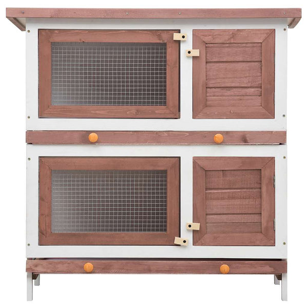 vidaXL Rabbit Hutch 4 Doors Brown Wood