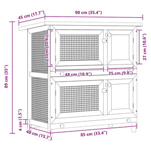 vidaXL Rabbit Hutch 4 Doors Brown Wood