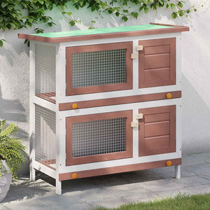 vidaXL Rabbit Hutch 4 Doors Brown Wood