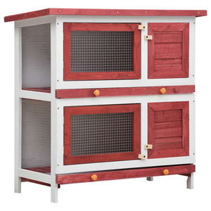 vidaXL Rabbit Hutch 4 Doors Red Wood