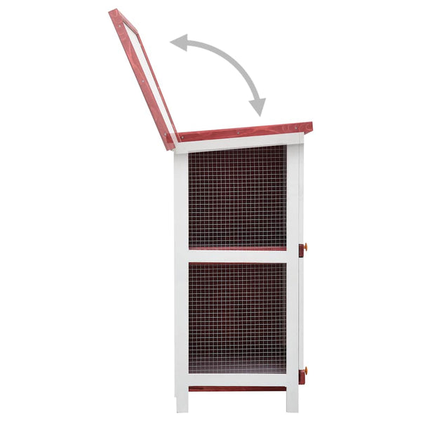 vidaXL Rabbit Hutch 4 Doors Red Wood