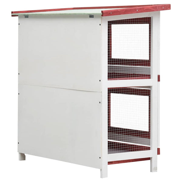 vidaXL Rabbit Hutch 4 Doors Red Wood