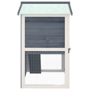 vidaXL Rabbit Hutch 3 Doors Grey Wood