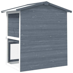 vidaXL Rabbit Hutch 3 Doors Grey Wood
