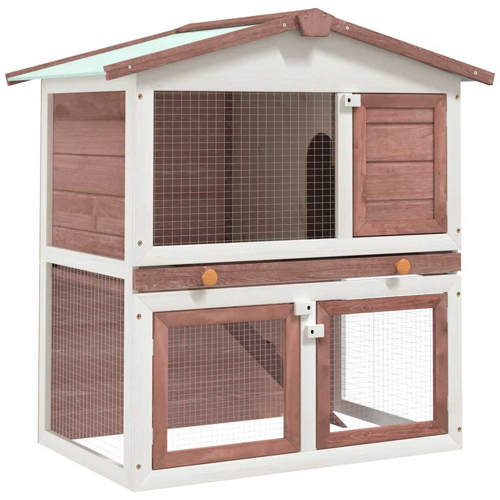 vidaXL Rabbit Hutch 3 Doors Brown Wood