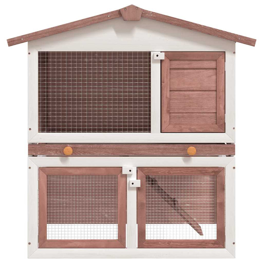 vidaXL Rabbit Hutch 3 Doors Brown Wood