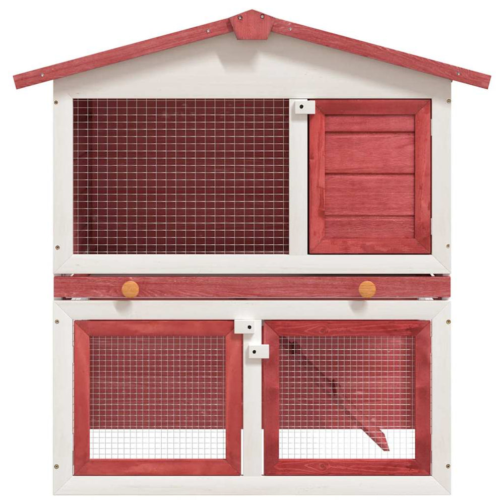 vidaXL Rabbit Hutch 3 Doors Red Wood