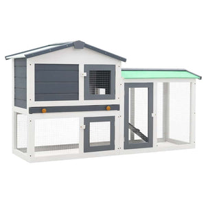 vidaXL Large Rabbit Hutch Grey and White 145x45x84 cm Wood