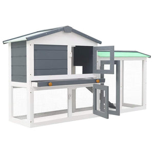 vidaXL Large Rabbit Hutch Grey and White 145x45x84 cm Wood