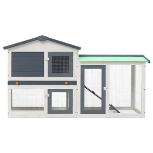 vidaXL Large Rabbit Hutch Grey and White 145x45x84 cm Wood