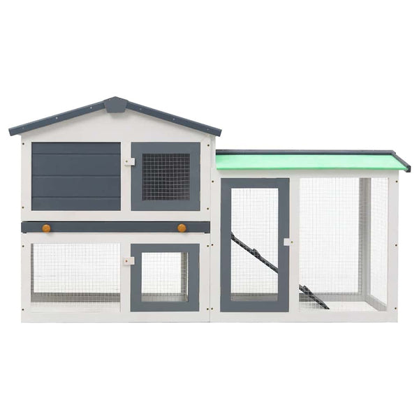 vidaXL Large Rabbit Hutch Grey and White 145x45x84 cm Wood