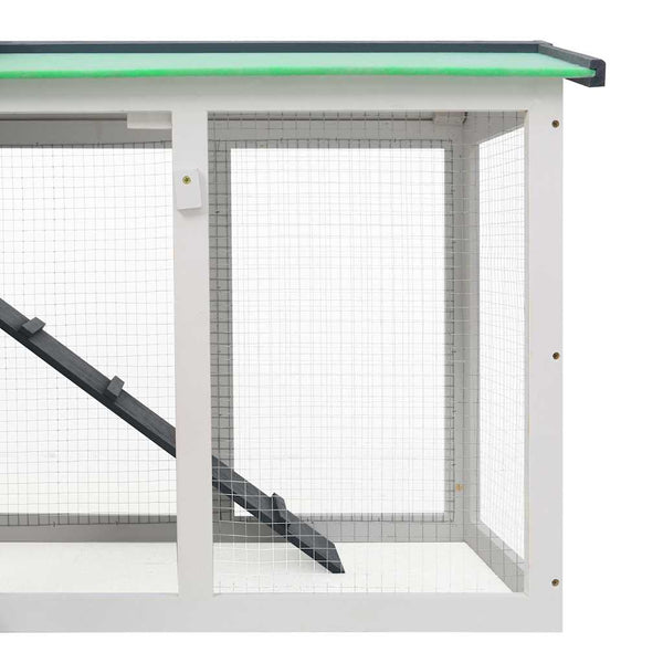 vidaXL Large Rabbit Hutch Grey and White 145x45x84 cm Wood