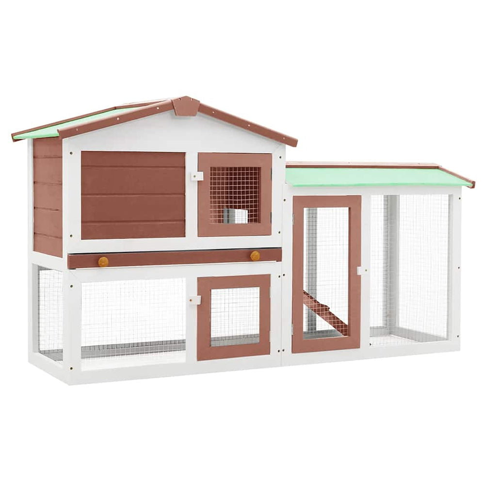 vidaXL Large Rabbit Hutch Brown and White 145x45x84 cm Wood