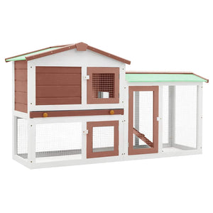 vidaXL Large Rabbit Hutch Brown and White 145x45x84 cm Wood
