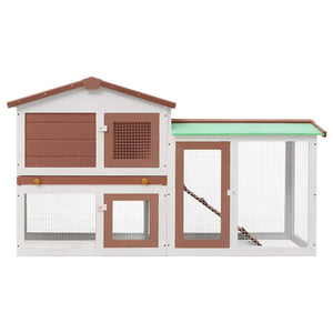vidaXL Large Rabbit Hutch Brown and White 145x45x84 cm Wood