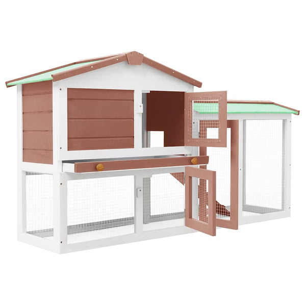 vidaXL Large Rabbit Hutch Brown and White 145x45x84 cm Wood