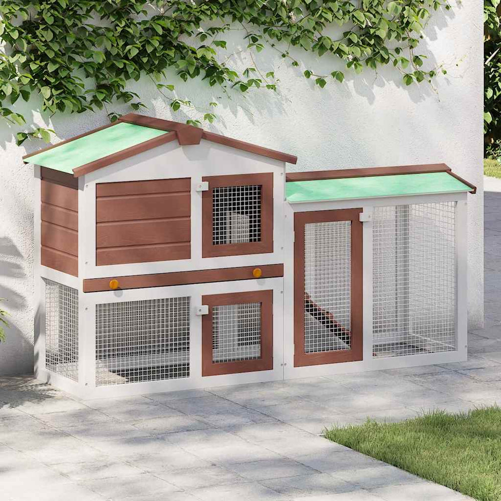 vidaXL Large Rabbit Hutch Brown and White 145x45x84 cm Wood
