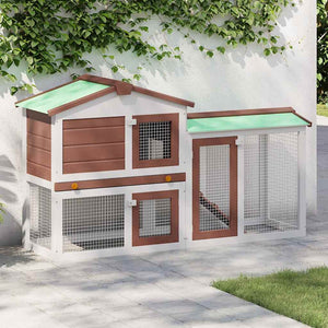 vidaXL Large Rabbit Hutch Brown and White 145x45x84 cm Wood