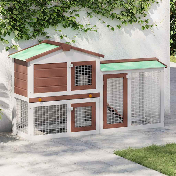vidaXL Large Rabbit Hutch Brown and White 145x45x84 cm Wood