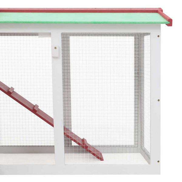 vidaXL Large Rabbit Hutch Red and White 145x45x84 cm Wood